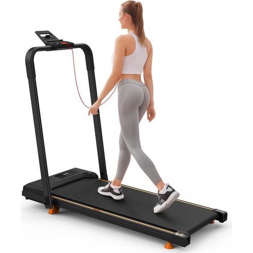 Fitness-Laufband Gehband Q29-1 Mit Handläufen 1-10km/h Laufmaschine Laufbaender Fembedienung LED-Anzeige Klappbares Elektrisches Lauftraining Orange