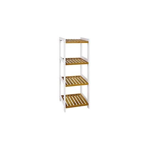 Regal HAKU, 4 Fachböden mit jeweils bis zu 20 kg Tragkraft, B 350 x T 330 x H 1120 mm, Holz, weiß/Bambus-naturfarben