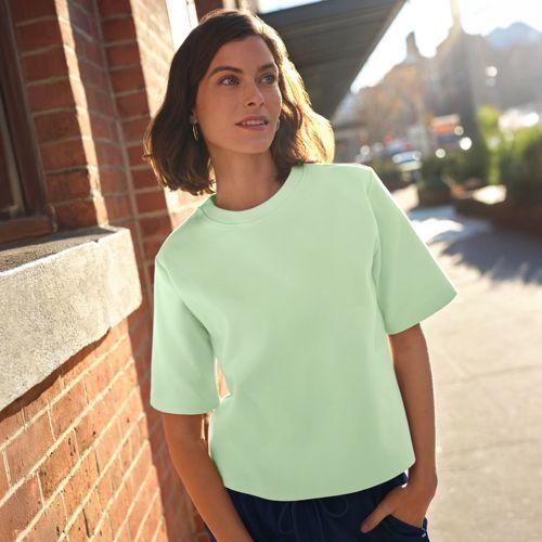 Deluxe Soft Shirt mit Rundhalsausschnitt, Damen,  Grün, Baumwolle/Polyester-Mischung, by Lands' End