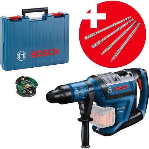 Bosch Akku-Bohrhammer BITURBO GBH 18V-45 C mit SDS max Solo inkl. Zubehör + Meißel-Set 4tlg. im Koffer