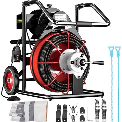 Rohrreinigung 390W Rohrreinigungsgerät Spirale 15 mm x 13 mm kompakter elektrischer Abflussreiniger mit 8 auswechselbaren Messer
