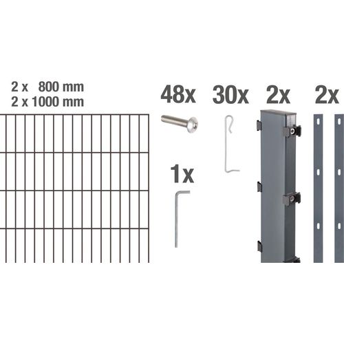 Alberts Gabionen-Komplettsets Step², Höhe 180 cm, Länge 2 m, anthrazit zum Aufschrauben