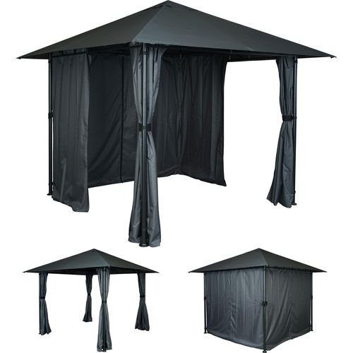 Pergola MCW-J63, Garten Pavillon Terrassenüberdachung mit Seitenwand 3x3m anthrazit