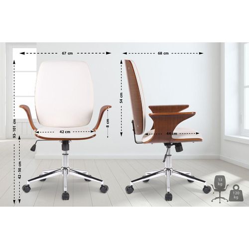 Bürostuhl Burbank Kunstleder walnuss/weiß