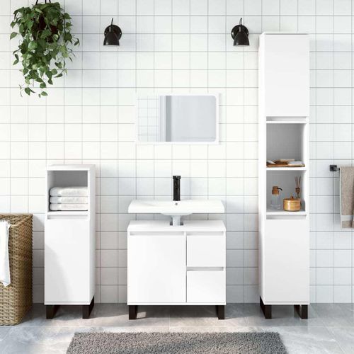 Ankonbej 3-tlg. Badmöbel-Set Weiß Holzwerkstoff