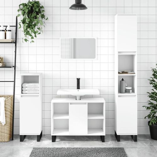 Ankonbej 3-tlg. Badmöbel-Set Weiß Holzwerkstoff
