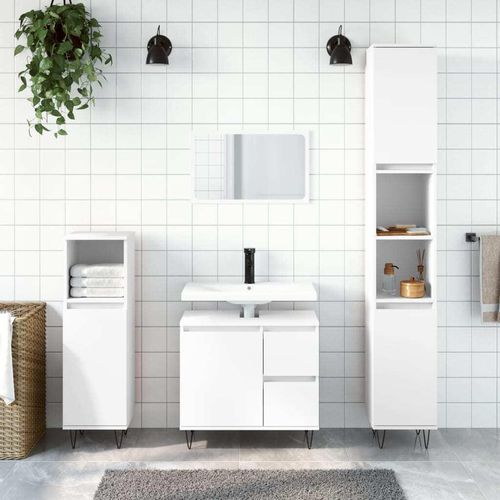 Ankonbej 3-tlg. Badmöbel-Set Weiß Holzwerkstoff