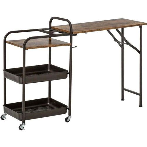 Rootz Küchenwagen – Teewagen – Servierwagen – Klapptisch – Braun/Schwarz – 118 cm x 36,5 cm x 82 cm