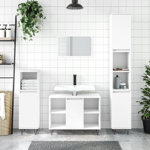 Ankonbej 3-tlg. Badmöbel-Set Weiß Holzwerkstoff