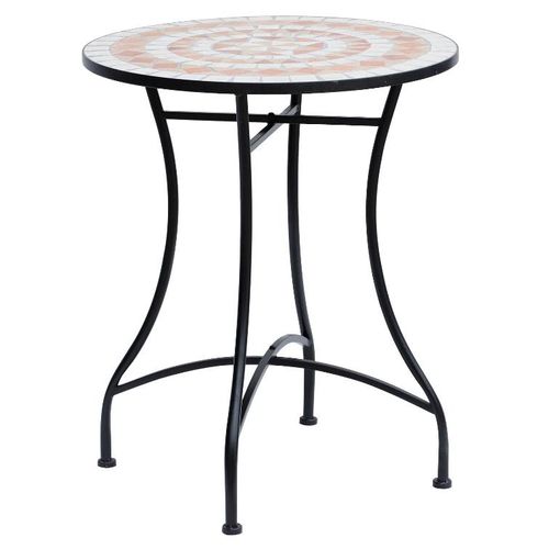 Rootz Gartentisch - Balkontisch - Mosaik - Serviertisch - Rund - Stahl - Keramik - 60 x 60 x 71 cm