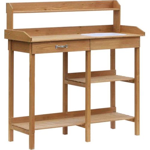 Rootz Pflanztisch – Tisch mit Tablett – Tannenholz – Garten – Balkon – 117 L x 45 B x 121 H cm