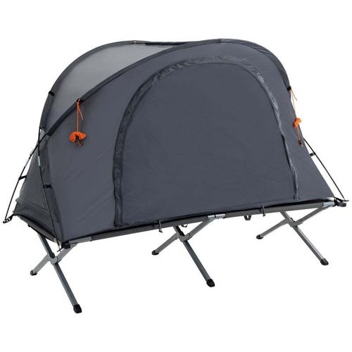 Rootz Zelt – Campingzelt – 1-Personen-Campingzelt – Feldbett und Matratze – Grau – 200 x 86 x 147 cm