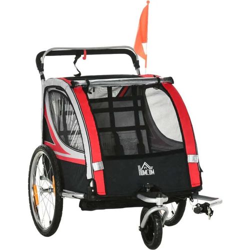 Rootz Kinderfahrradanhänger – 2-in-1-Kinderwagen – Kinderfahrradanhänger – 2-Sitzer-Transportträger – mit Anhängerkupplung – Rot/Schwarz – 142 x 75 x 101 cm