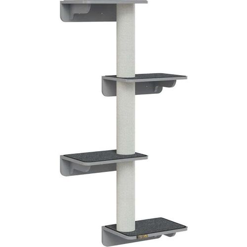 Rootz Kratzbaum – Wandkratzbaum – Katzenklettern – Wandkratzbaum – Katzenmöbel – Für den Wandkletterspaß – Für Katzen – Holz – Hellgrau/Beige – 66 x 28 x 137 cm