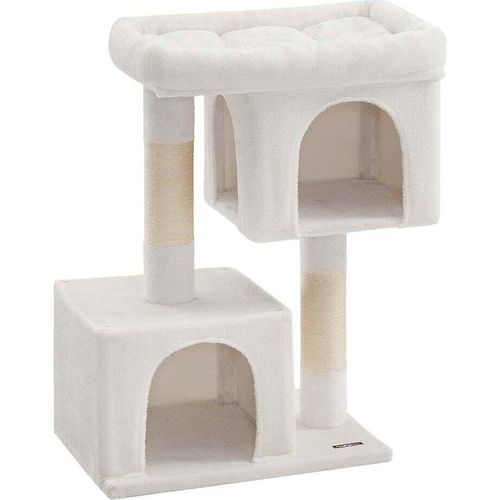 Rootz Kratzbaum - Kratzbaum - Katzenklo - Spanplatte Plüsch Sisal - 68cm x 48cm x 101cm - Creme Weiß - 14.3kg