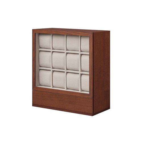Rootz Uhrenbox - Aufbewahrungsorganisation - Zeitmesserhalter - Innenausstattung aus Samt - 12 Fächer - 15x29.5x32.5cm - Braun