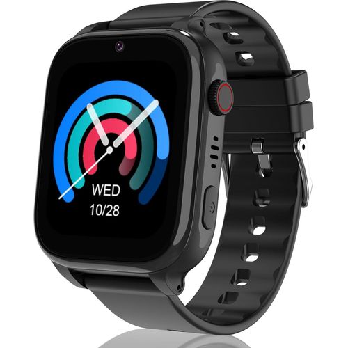 Kinder smartwatch mit 4G Video Telefonanrufen, SOS, Schulmodus,GPS, Voice Chat,SMS, IP68 Wasserdicht,7 Spiel, Wecker,Kamera