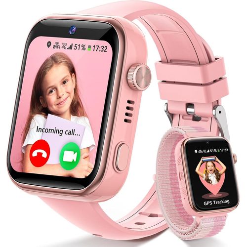 4G Kinder Smartwatch mit GPS Telefon Videoanruf SOS Schulmodus WhatsApp IP68 wasserdicht Kamera & Fitnessfunktionen