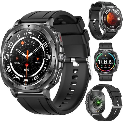 Herren Smartwatch AMOLED mit EKG + HRV/Harnsäure/BMI/Annehmen/Anruf mit SOS-Notruf/Sportuhr