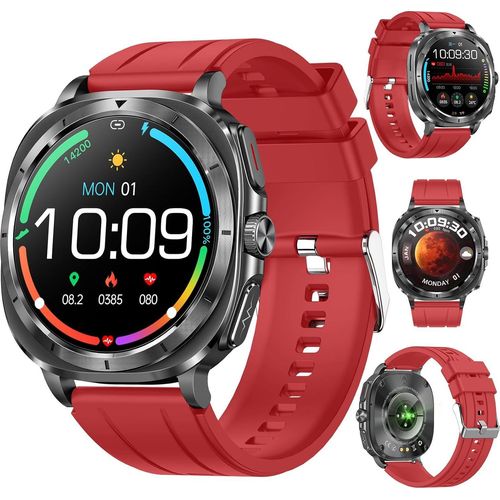 Herren Smartwatch AMOLED mit EKG + HRV/Harnsäure/BMI/Annehmen/Anruf mit SOS-Notruf/Sportuhr