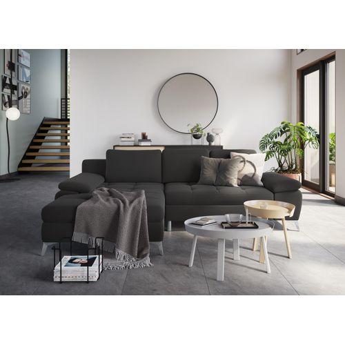 Ecksofa SIT & MORE "Latigo L-Form", grau (dunkelgrau), B:270cm T:163cm, Sofas, Ecksofa, mit Recamiere, wahlweise mit Bettfunktion und Bettkasten