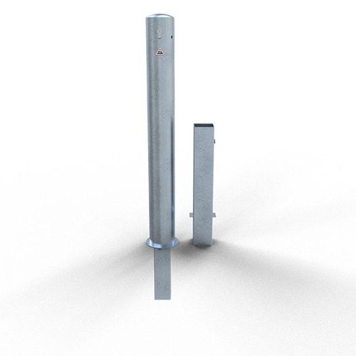 Schake Absperrpfosten herausnehmbar aus Stahlrohr verzinkt Ø108x2,9mm mit Profilzylinder und Stahlkappe 900mm Überflur