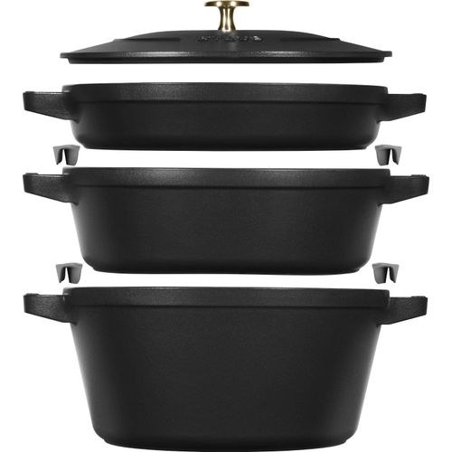 Zwilling Staub La Cocotte - Auflaufform - Rund - Eisenguss - Keramik - Gas - Halogen - Induktion - Versiegelte Platte - Schwarz - Emaille
