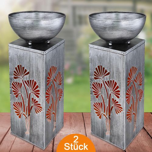 Solarleuchte Garten Pflanzsäule 2er Set Solarlampe Außen Außenleuchte Solar