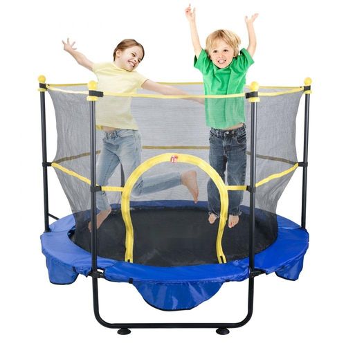 Trampolin Gartentrampolin - 1180x1524x1524 mm - Trampolin mit Sicherheitsnetz - 70 kg Gewichtstragfähigkeit - Fitness-Trampolin - Kindertrampolin - Kleinkind Trampolin - Blau - Indoor/Outdoor/Garten/Drinnen