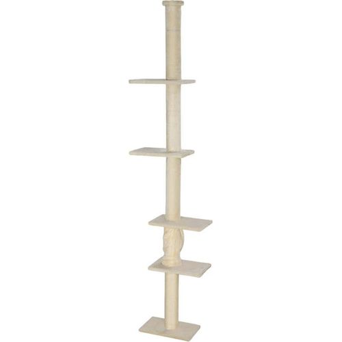Rootz Floor to Ceiling Cat Tree - Verstellbarer Katzenkratzbaum - Ausziehbare Höhe - 5 gemütliche Etagen - Stabile Basis - Katzenmöbel - 42.5cm x 26.5cm x 225-275cm
