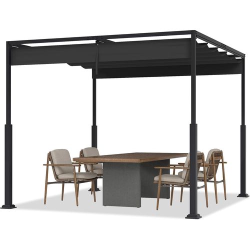 YUENFONG Pergola Gartenlauben 3x3m Gartenpavillon Terrassenüberdachung Pavillon Partyzelt Metall Wasserdicht Stabil Gartenzelt für Terrasse, Garten, Deck (Schwarz)
