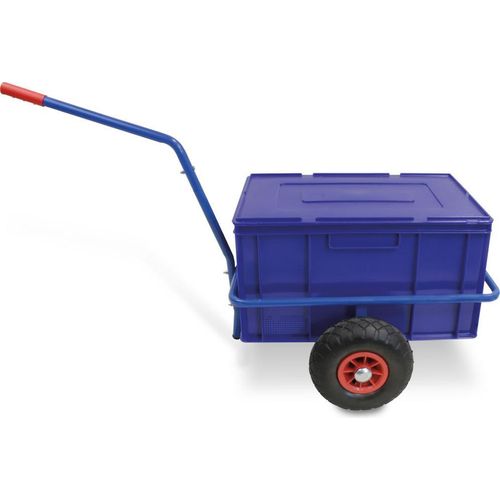 Handwagen mit herausnehmbarer Kunststoffkiste 600 x 400 x 320 mm in blau