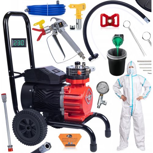 Rosfix Red Strong Storm 1100 RSS05 3500 W 22 MPA 18 l/min Lackiereinheit + Overall + Reinigungsstäbe + Farbsiebbeutel
