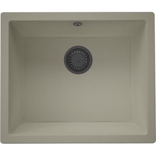 GraniteMy Universal Taupe Granitspüle 50x40 cm Aufsatz-, Unterbau- und flächenbündiger Einbau mit Gunmetal-Stöpsel - 1208967910