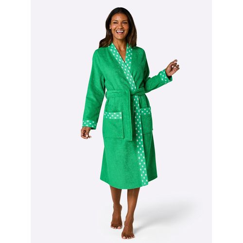Bademantel FEEL GOOD Gr. 48, grün (grasgrün), 48/50, Baumwolle, Hausmäntel