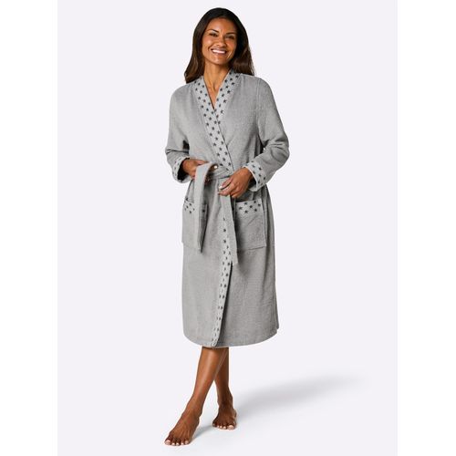 Bademantel FEEL GOOD Gr. 40, grau (steingrau), 40/42, Baumwolle, Hausmäntel, Bademantel