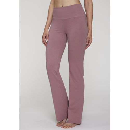 Jazzpants LASCANA ACTIVE, Damen, Gr. 52/54, N-Gr, lila (mauve), Single Jersey, Obermaterial: 95% Baumwolle, 5% Elasthan, unifarben, Basic, lang, Hosen, mit breitem Bündchen