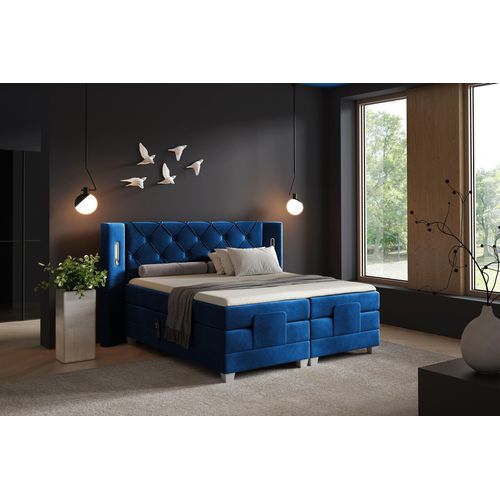 Boxspringbett Elektrisch Bett STEVE 120x200cm in Stoff Fresh Blau
