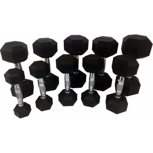 Gummierte Kurzhanteln - Hantelset, 1 - 20 kg, ergonomische Griffform, gerändelt, geräuscharm beim Absetzen