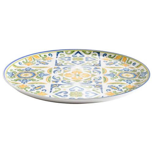 Ritzenhoff Breker Pizzateller , Blau, Gelb, Grün , Keramik , Mosaik , rund , Lfgb , lebensmittelecht , Essen & Trinken, Geschirr, Teller, Pizzateller