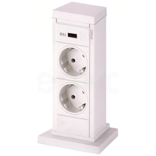 EVOline UP Steckdosenturm 00.029 UP10 weiß 2x VDE + USB