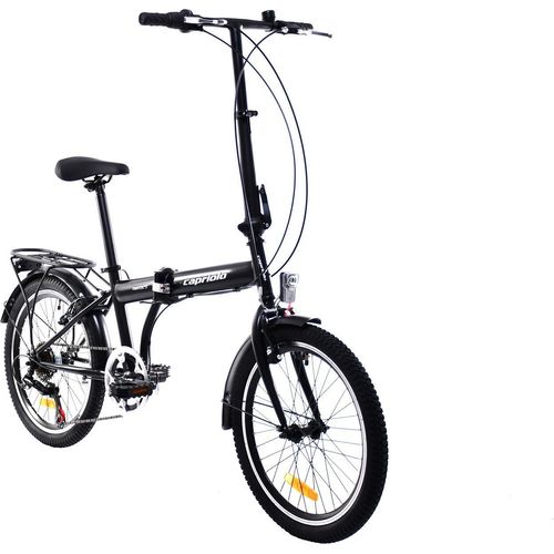 breluxx® 20 Zoll Faltrad Capriolo Traveler Klappfahrrad, Shimano 6Gang - schwarz, StVO