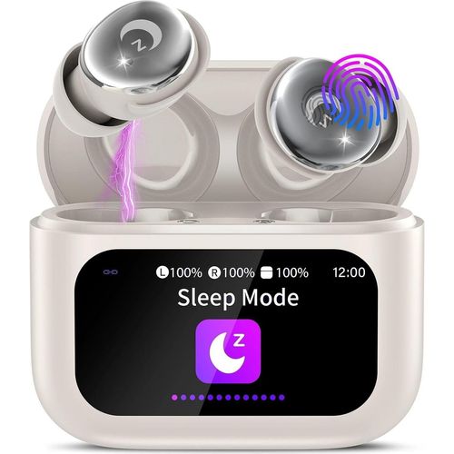 Bluetooth Kopfhörer, Mini Schlafkopfhörer Bluetooth 5.4 mit Touchscreen, mit ENC Noise Cancelling, IP7 Ohrhörer mit 48H Immersiver Deep Bass Ohrhörer