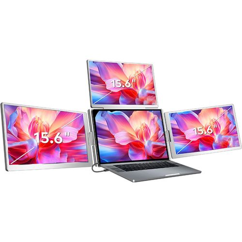 15.6" Laptop Screen Extender Quad Monitors Portable 1 Kabel für 3 Bildschirme Klappbar für 12"-18.5" Laptops EU Stecker
