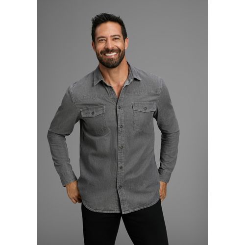 Jeanshemd ARIZONA, Herren, Gr. 47/48 (XXXL), N-Gr, grau, Jeans, Obermaterial: 100% Baumwolle, Basic, normal, Langarm mit Knöpfen, Hemden, Western Stil