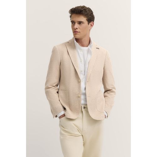 Sakko BUGATTI, Herren, Gr. 52, 30, beige, 52% Viskose, 29% Polyester, 18% Baumwolle, 1% Elasthan, unifarben, casual, normal, Langarm Manschette, Sakkos, mit Reverskragen und Stretch