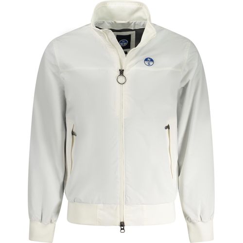 Herrenjacke Weiß: Slim Fit mit Reißverschluss und Taschen, Größe: S Farbe: Bianco