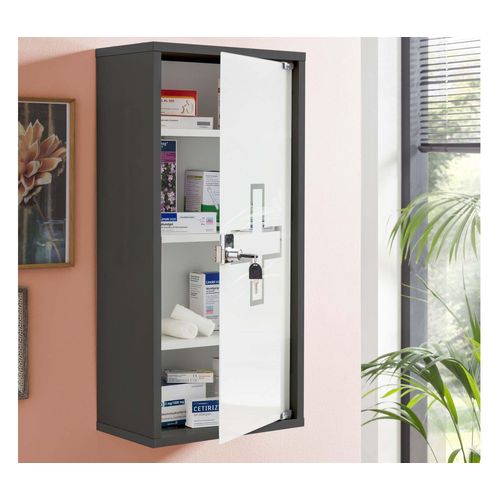 Tchibo - Medikamentenschrank - 34,5x19,5x71,5cm - anthrazit - Holz / Glas / Metall