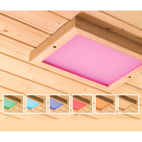 Karibu-Premium-LED-Farblichtanwendung für die Sauna - braun