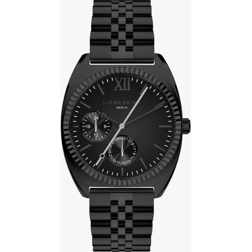 Liebeskind Berlin Damen Armbanduhr, Edelstahl Gehäuse, Metall Armband, Schwarz, Quarz, Analog, Multifunktionsuhr